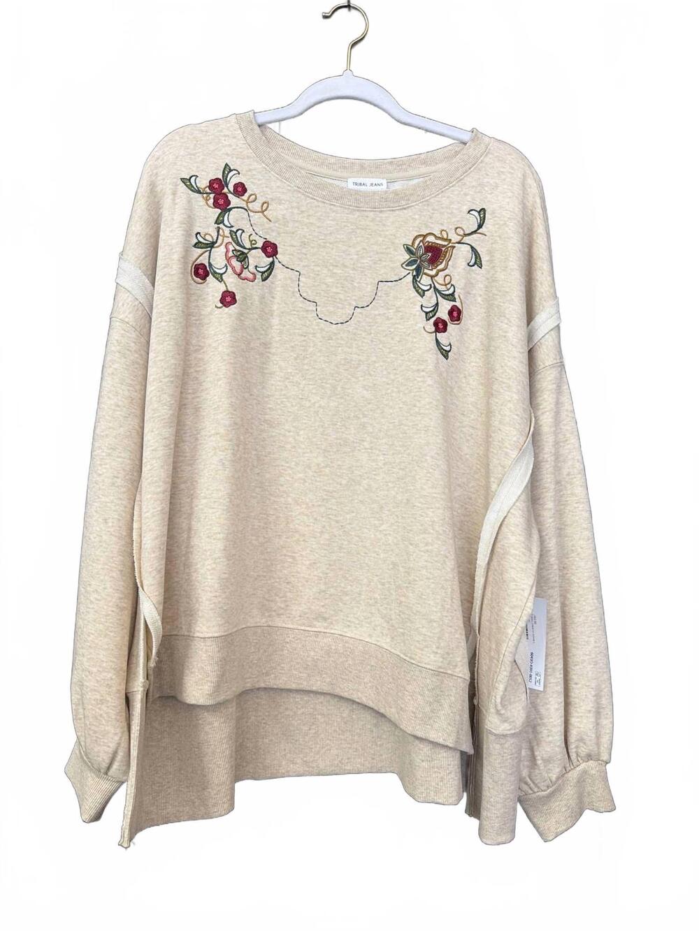 NEW TRIBAL women's crewneck sweatshirt in beige